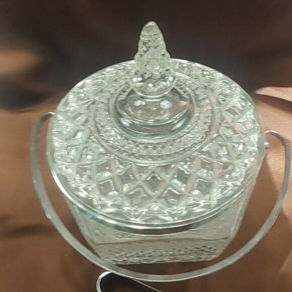 1960s Anchor Hocking Wexford Pressed Glass Cookie Jar, Ice Bucket - Picture 5 of 12